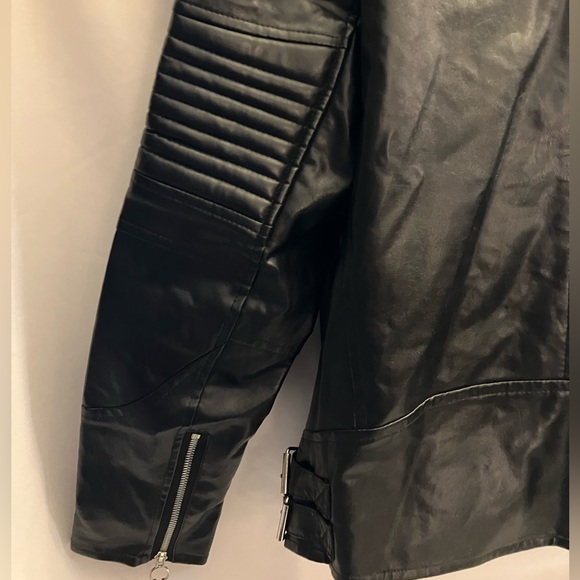 AOWOFS Vegan Leather Black Biker Punk Jacket NOWT - Picture 9 of 9